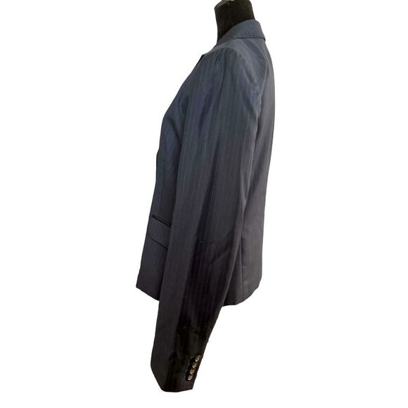 J. CREW CROPPED NAVY WOOL PINSTRIPED BLAZER SIZE 12 TALL - Picture 3 of 7
